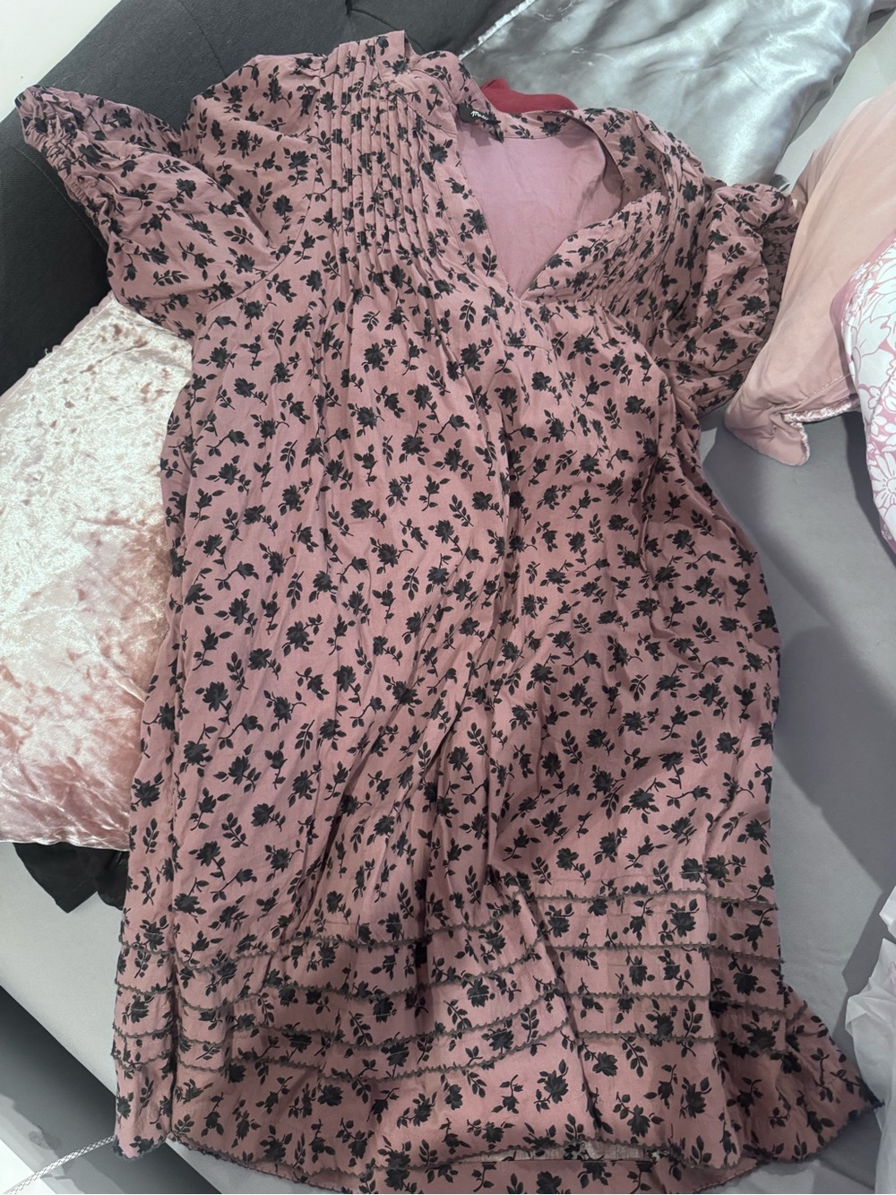 Madewell Mauve Floral Short-Sleeve Swing Dress - Picture 6 of 6